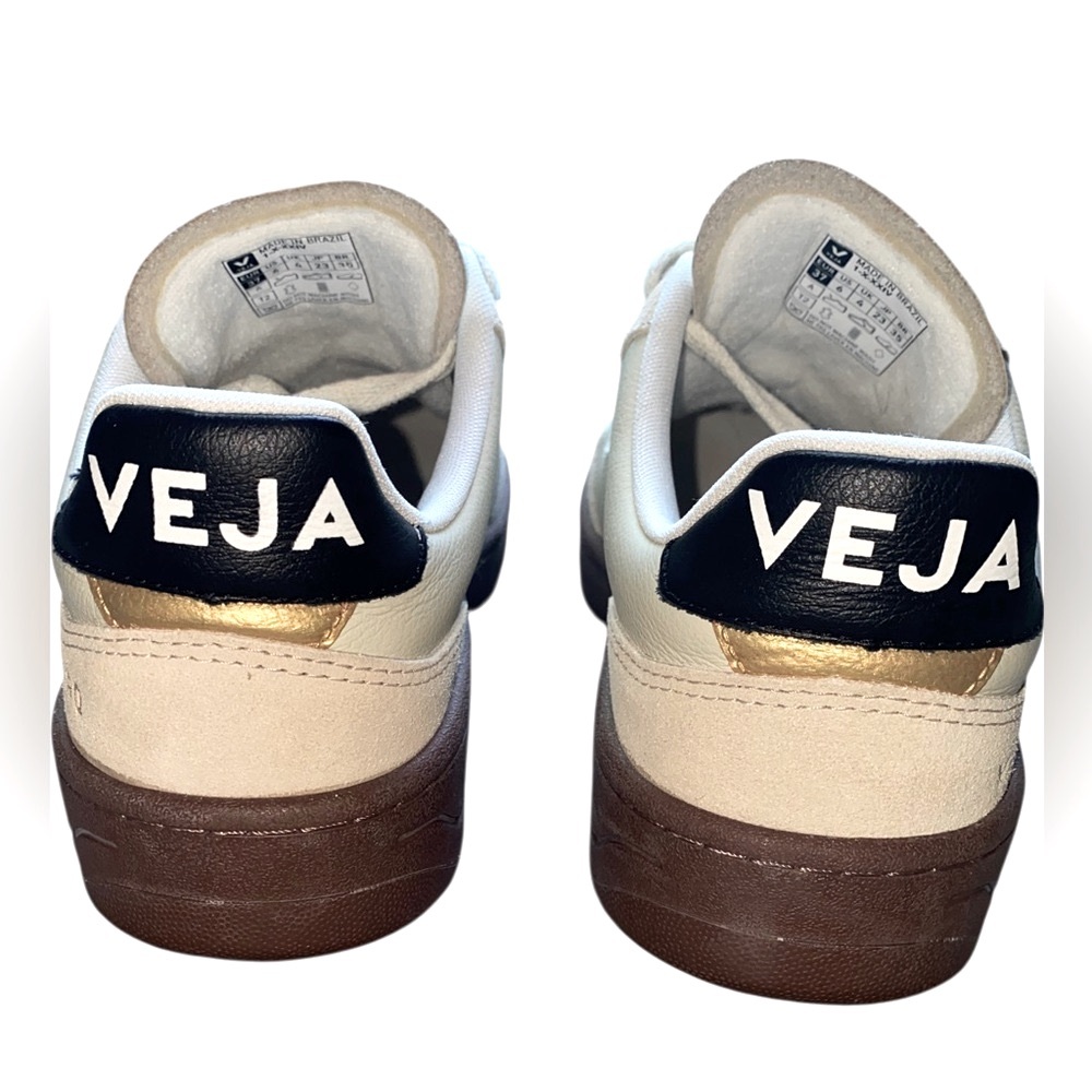 Women’s Veja V-90 ZZ Gold and Neutral Sneaker - Picture 6 of 10